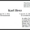 Herz Karl 1911-2004 Todesanzeige